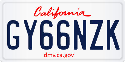 CA license plate GY66NZK