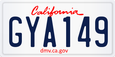 CA license plate GYA149