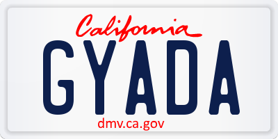 CA license plate GYADA