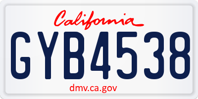 CA license plate GYB4538