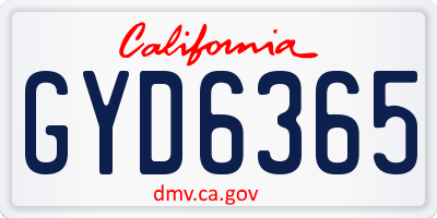 CA license plate GYD6365