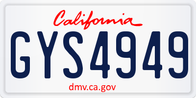 CA license plate GYS4949