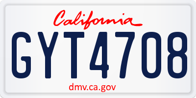 CA license plate GYT4708