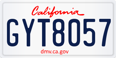 CA license plate GYT8057