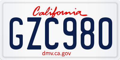 CA license plate GZC980