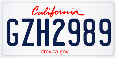 CA license plate GZH2989