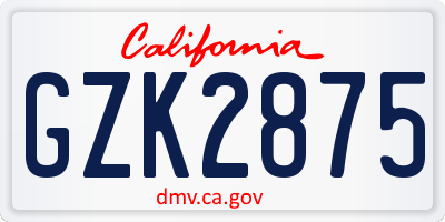 CA license plate GZK2875