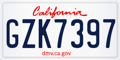 CA license plate GZK7397