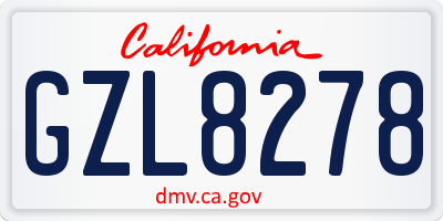 CA license plate GZL8278