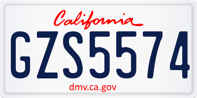 CA license plate GZS5574