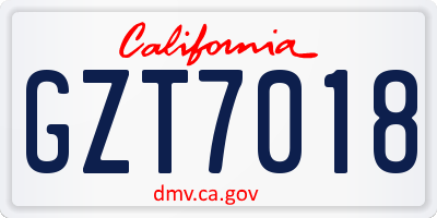 CA license plate GZT7018