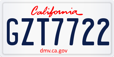 CA license plate GZT7722