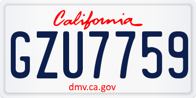 CA license plate GZU7759