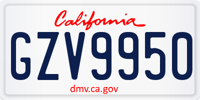 CA license plate GZV9950