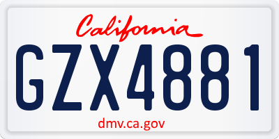 CA license plate GZX4881