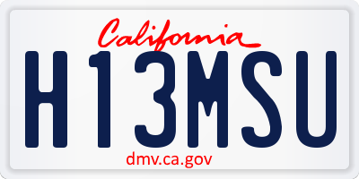 CA license plate H13MSU