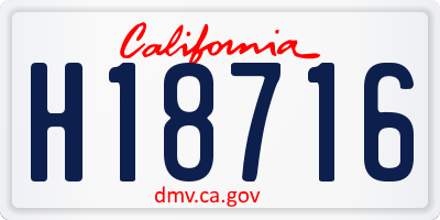 CA license plate H18716