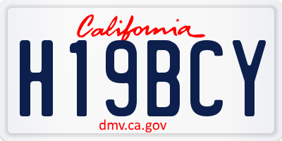 CA license plate H19BCY