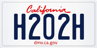 CA license plate H202H