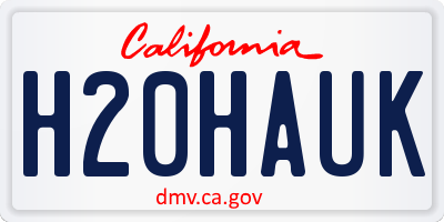 CA license plate H20HAUK