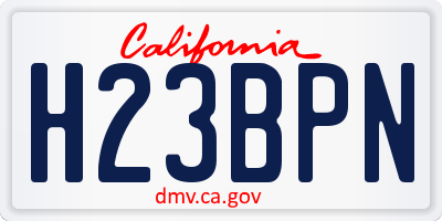 CA license plate H23BPN