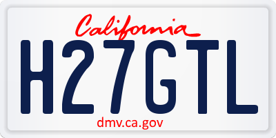 CA license plate H27GTL