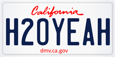 CA license plate H2OYEAH