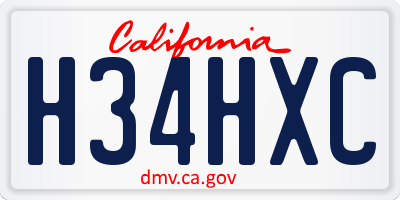 CA license plate H34HXC