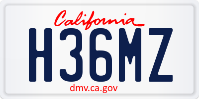 CA license plate H36MZ