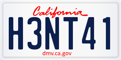 CA license plate H3NT41