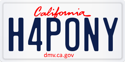 CA license plate H4PONY