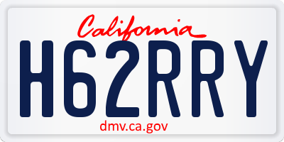 CA license plate H62RRY