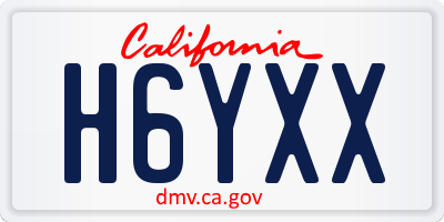 CA license plate H6YXX