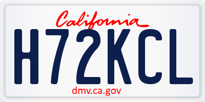 CA license plate H72KCL