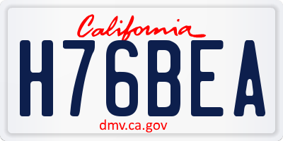 CA license plate H76BEA