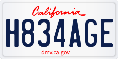 CA license plate H834AGE