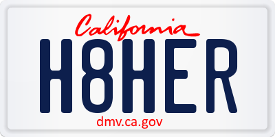 CA license plate H8HER