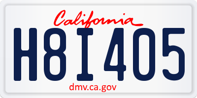 CA license plate H8I405