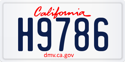 CA license plate H9786