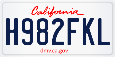 CA license plate H982FKL