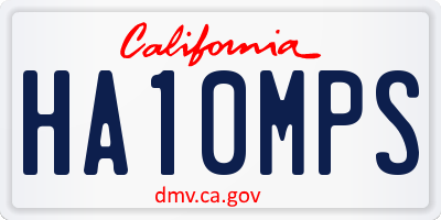 CA license plate HA10MPS