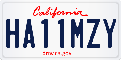 CA license plate HA11MZY