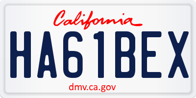 CA license plate HA61BEX