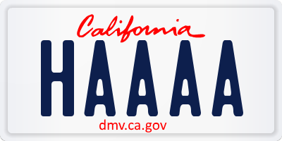 CA license plate HAAAA