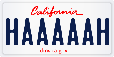 CA license plate HAAAAAH