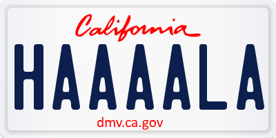 CA license plate HAAAALA