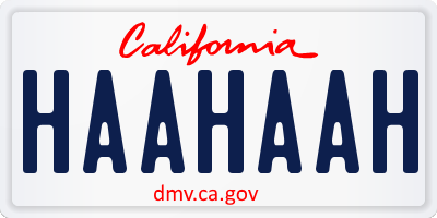 CA license plate HAAHAAH