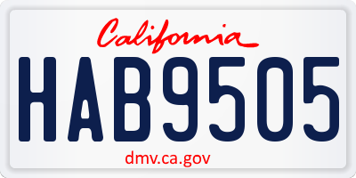 CA license plate HAB9505