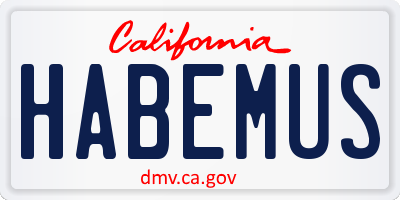 CA license plate HABEMUS