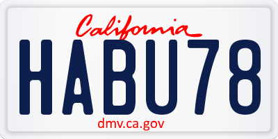 CA license plate HABU78